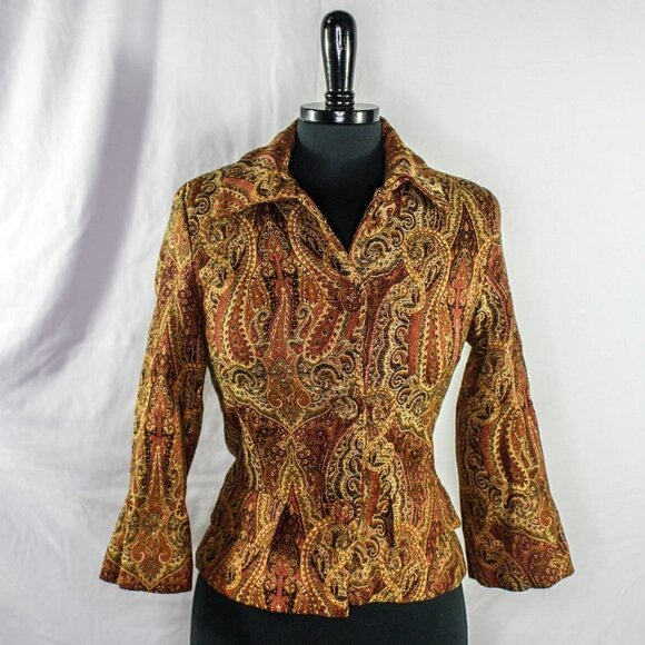 Cami Blazer Paisley Tapestry 3/4 Length Sleeves Size 4 - Picture 1 of 5